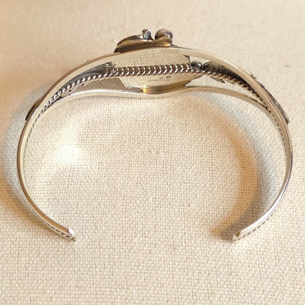 Native American Daniel Martinez Sterling Turqouise Cuff - Picture 5 of 6